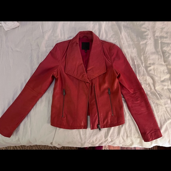 Joie Small Red Leather Jacket - Picture 1 of 4
